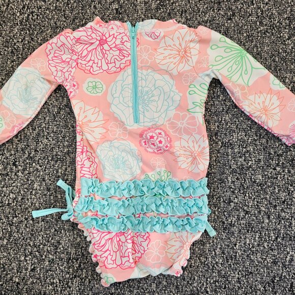 BOGO 🎀 Ruffle Butts Sleeved Swimsuit- 6-12M - Picture 2 of 4